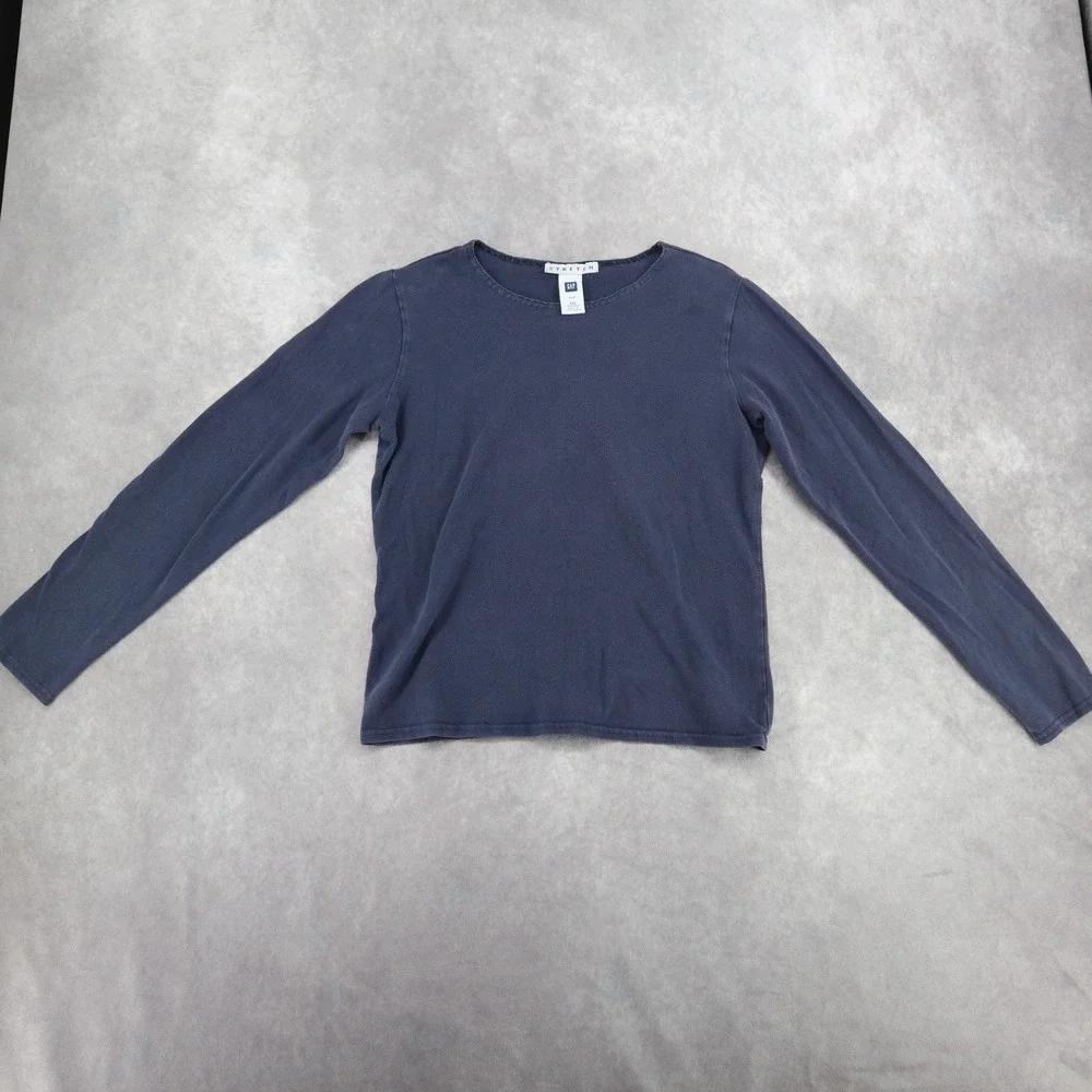 Vintage Gap Long Sleeve Y2K Navy Stretch Long Sleeve Tee Shirt Cotton Fits XS